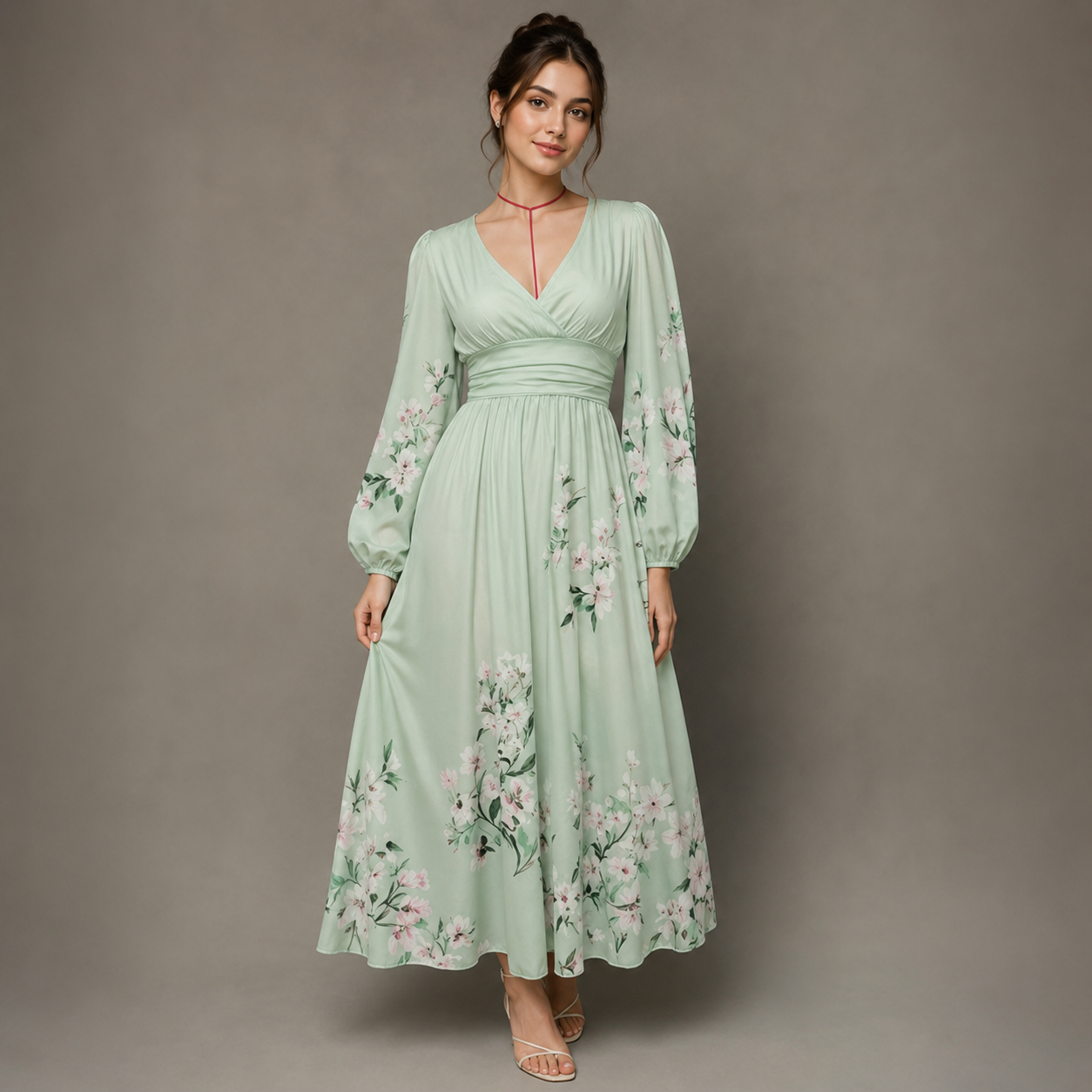 Florenne — Women's Pleated Long Sleeve Dress
