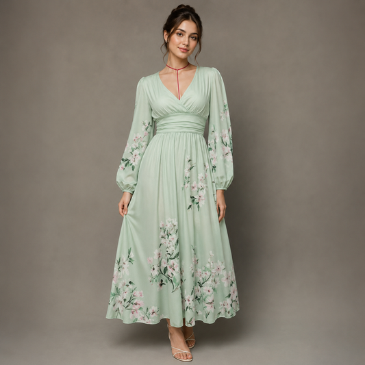 Florenne — Women's Pleated Long Sleeve Dress