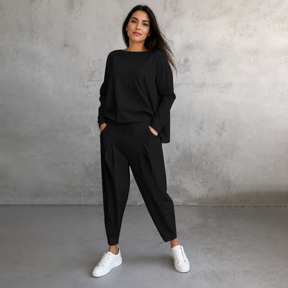 Cotonné — Cotton Asymmetric Sweatshirt & Trouser Set
