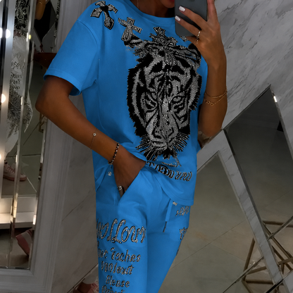 Imprimé — Printed Drawstring Two-Piece Casual Set