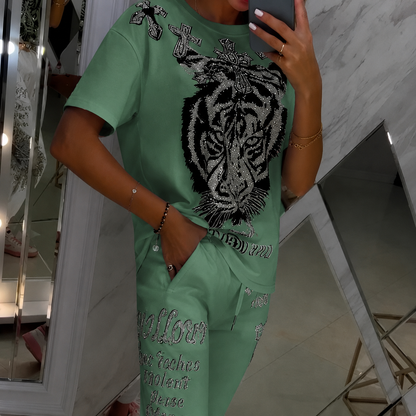 Imprimé — Printed Drawstring Two-Piece Casual Set
