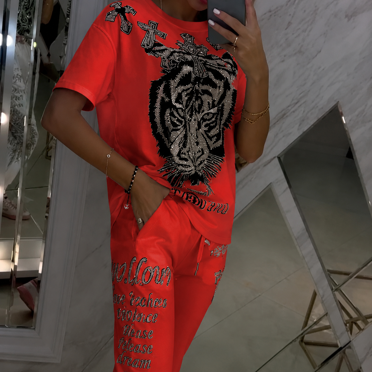 Imprimé — Printed Drawstring Two-Piece Casual Set