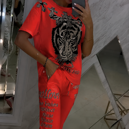 Imprimé — Printed Drawstring Two-Piece Casual Set