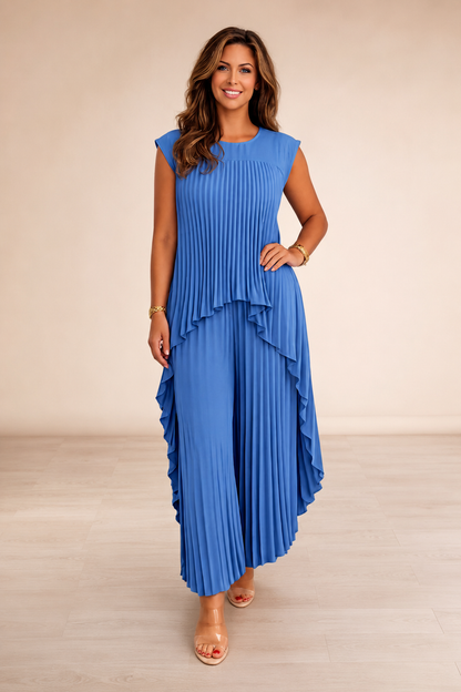 Lène — Pleated Top & Wide-Leg Pants Set