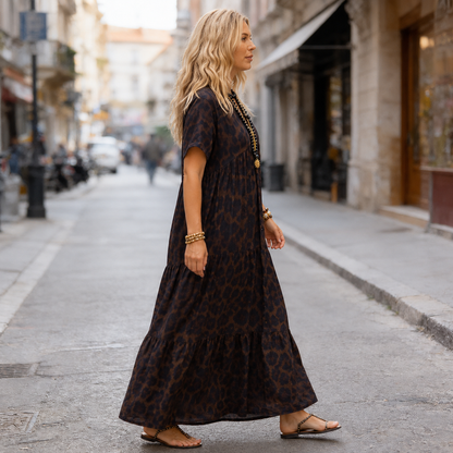 Félinae – Leopard Print Flowy Maxi Dress