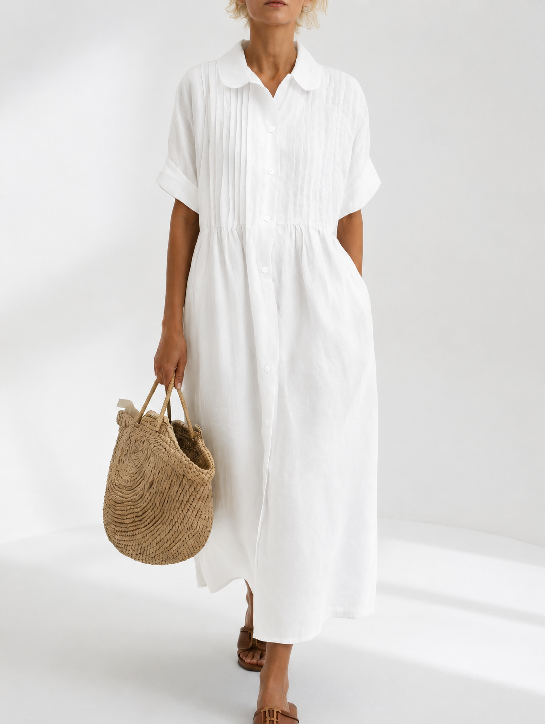 Lysandra — Fluid Cotton Shirt Dress