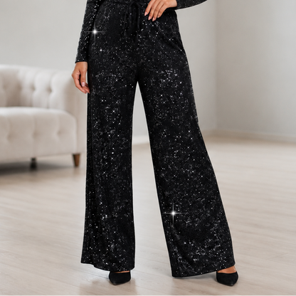 Lumivra — Wide-Leg Sequin Trousers