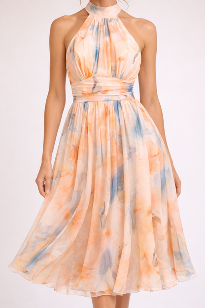 Camille — Watercolour Halter Dress
