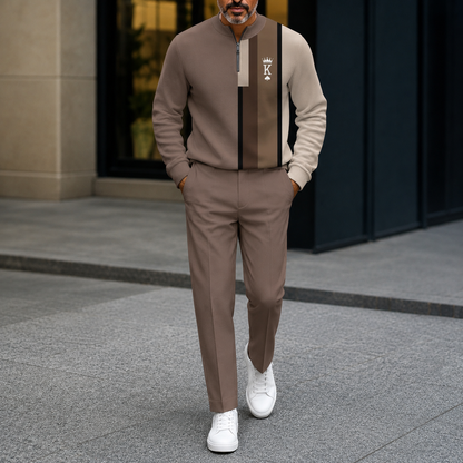 Straven — Graphic Stripe Half-Zip Pullover & Trouser Set
