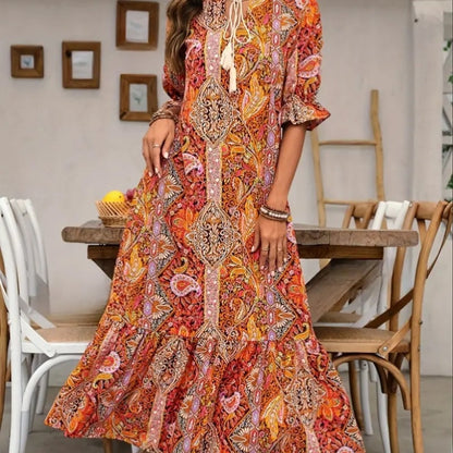 Ethnic — V-Neck Flowy Summer Dress