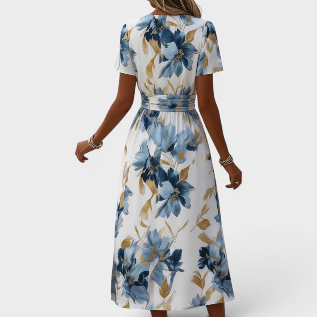 Denise — Floral Wrap-Waist Midi Dress