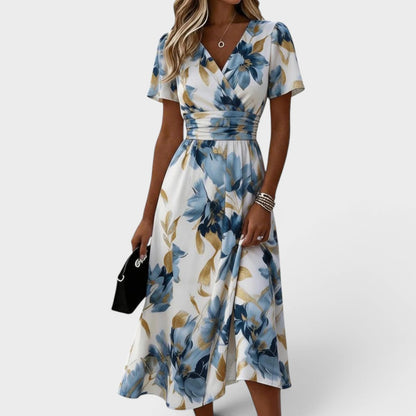 Denise — Floral Wrap-Waist Midi Dress