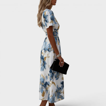 Denise — Floral Wrap-Waist Midi Dress