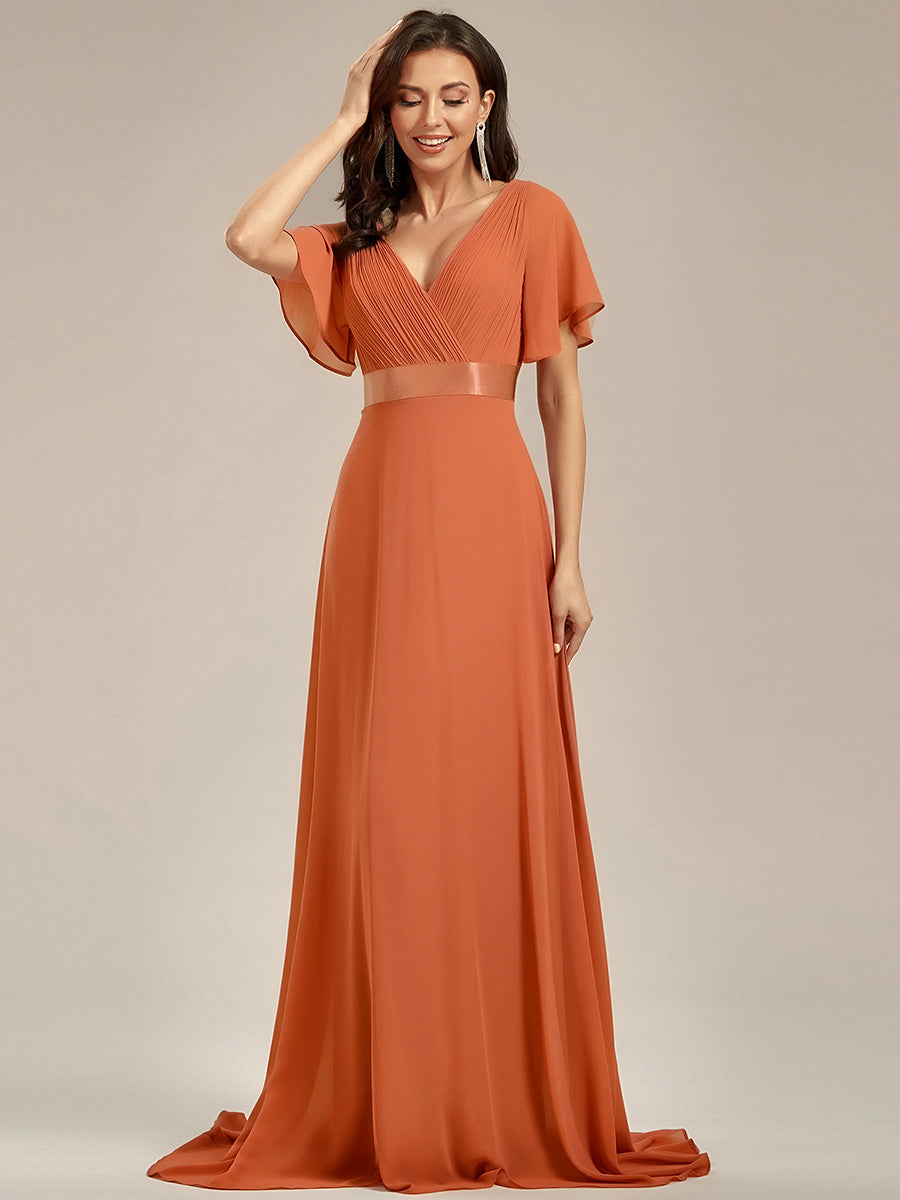 Monica — Sleeve Empire Waist Chiffon Bridesmaid Gown