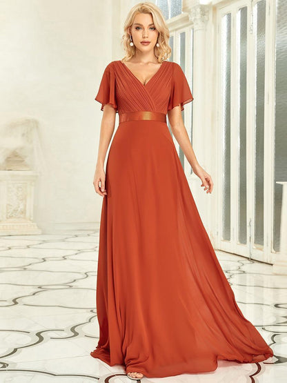 Monica — Sleeve Empire Waist Chiffon Bridesmaid Gown
