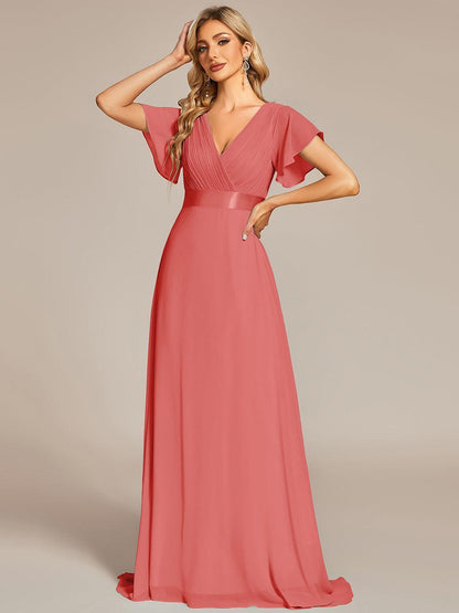 Monica — Sleeve Empire Waist Chiffon Bridesmaid Gown