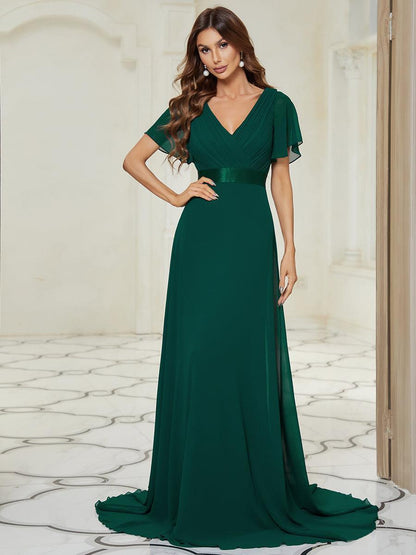 Monica — Sleeve Empire Waist Chiffon Bridesmaid Gown