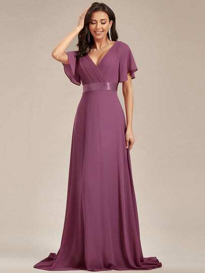 Monica — Sleeve Empire Waist Chiffon Bridesmaid Gown
