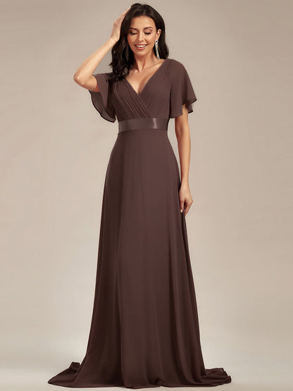 Monica — Sleeve Empire Waist Chiffon Bridesmaid Gown