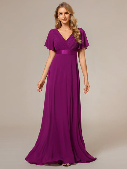 Monica — Sleeve Empire Waist Chiffon Bridesmaid Gown