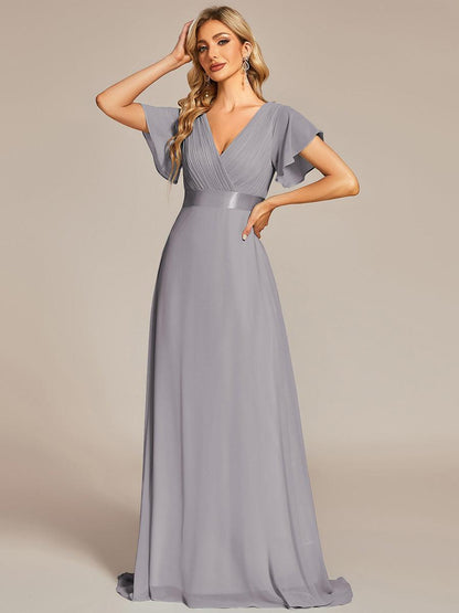Monica — Sleeve Empire Waist Chiffon Bridesmaid Gown