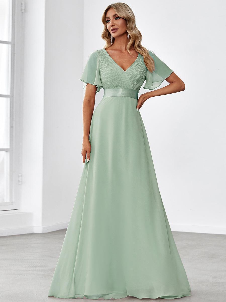 Monica — Sleeve Empire Waist Chiffon Bridesmaid Gown