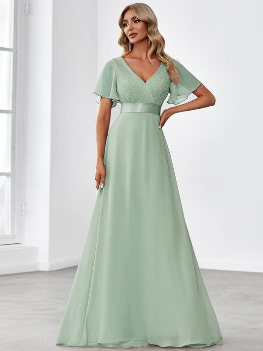 Monica — Sleeve Empire Waist Chiffon Bridesmaid Gown