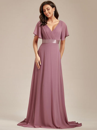 Monica — Sleeve Empire Waist Chiffon Bridesmaid Gown