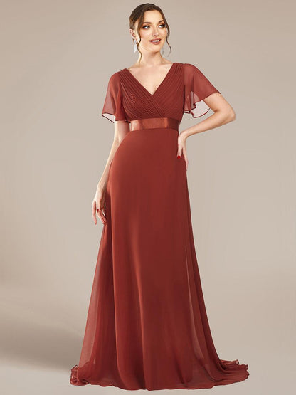 Monica — Sleeve Empire Waist Chiffon Bridesmaid Gown