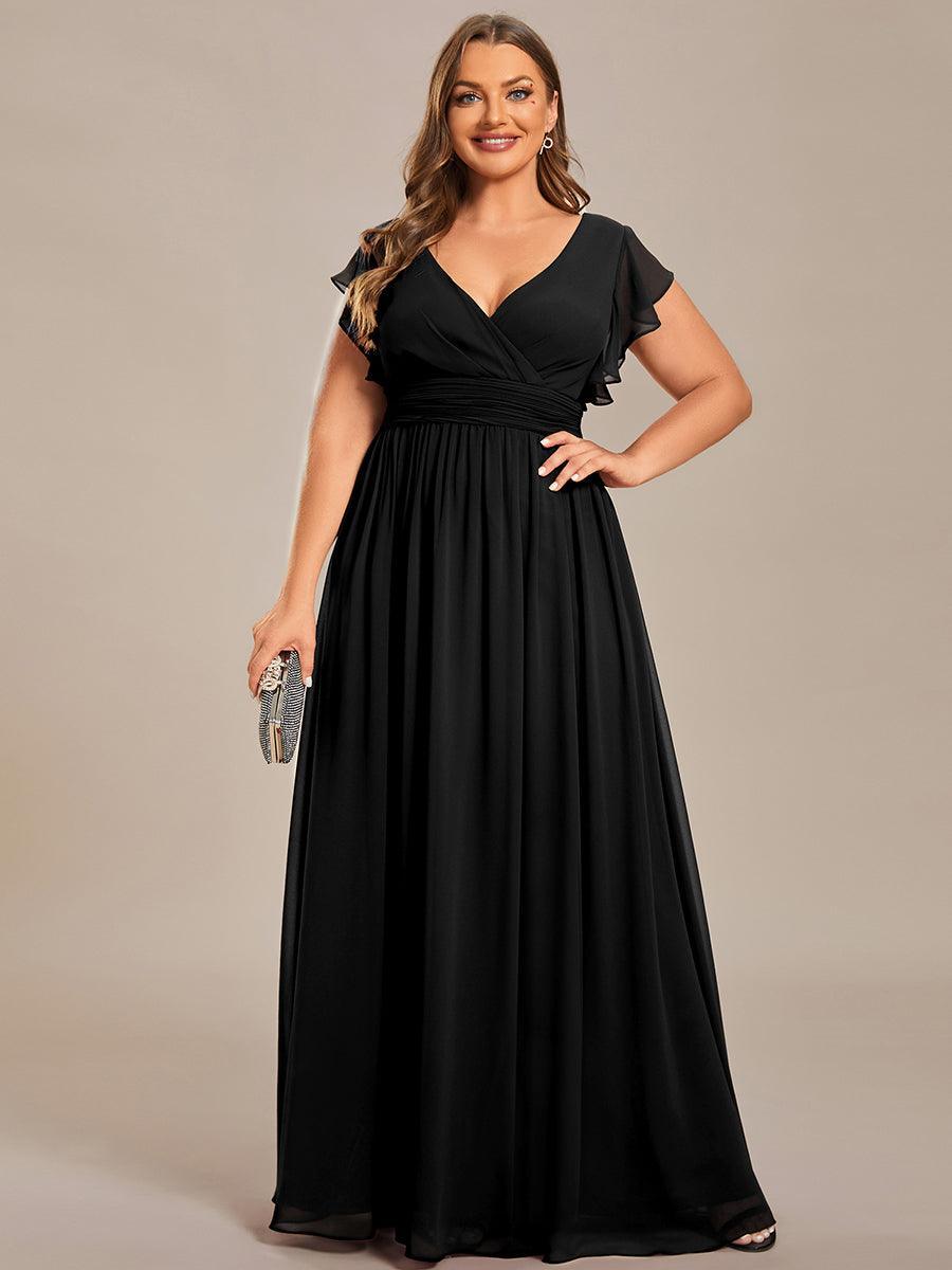 Lilyana — Ruffle-Sleeve Chiffon Bridesmaid Gown with Open Back