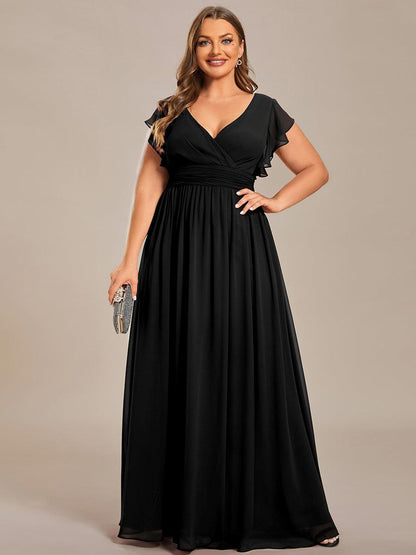 Lilyana — Ruffle-Sleeve Chiffon Bridesmaid Gown with Open Back