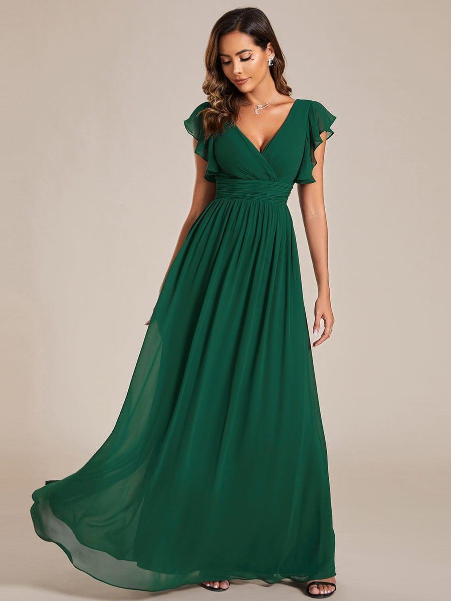 Lilyana — Ruffle-Sleeve Chiffon Bridesmaid Gown with Open Back