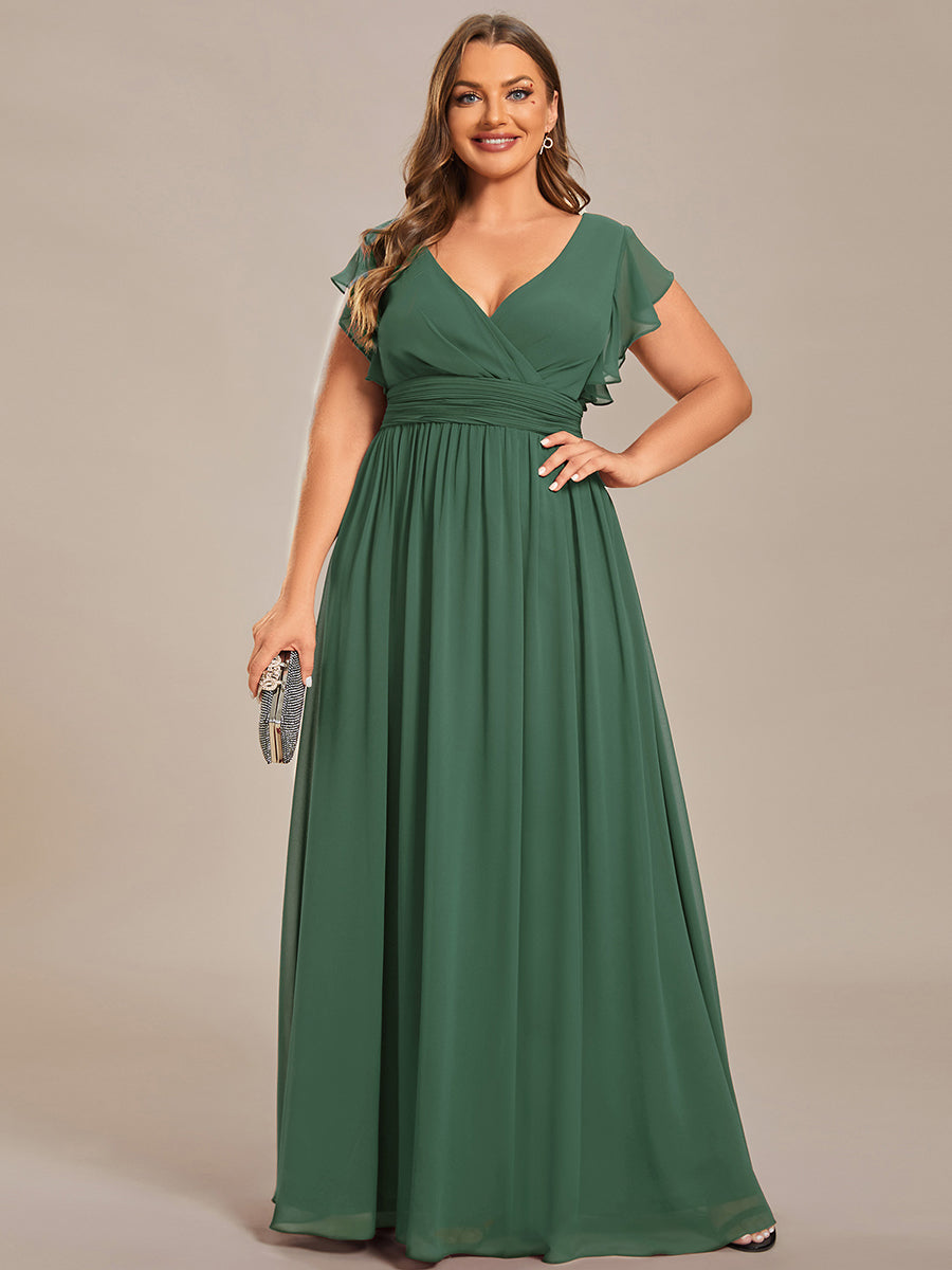Lilyana — Ruffle-Sleeve Chiffon Bridesmaid Gown with Open Back