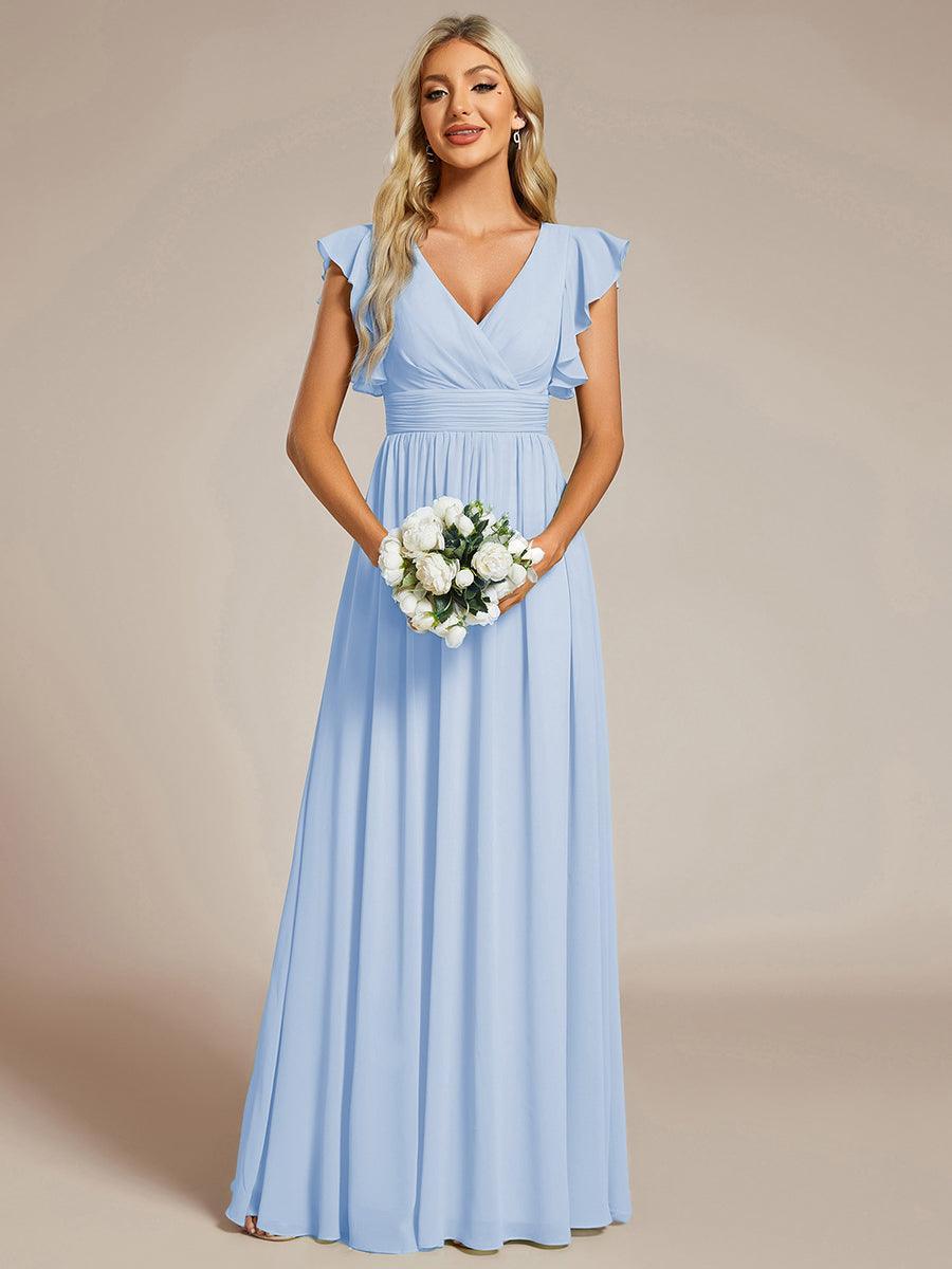 Lilyana — Ruffle-Sleeve Chiffon Bridesmaid Gown with Open Back