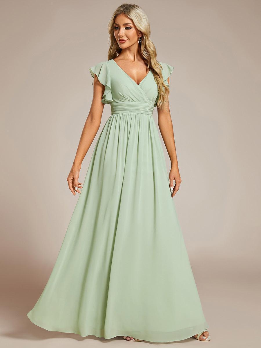 Lilyana — Ruffle-Sleeve Chiffon Bridesmaid Gown with Open Back