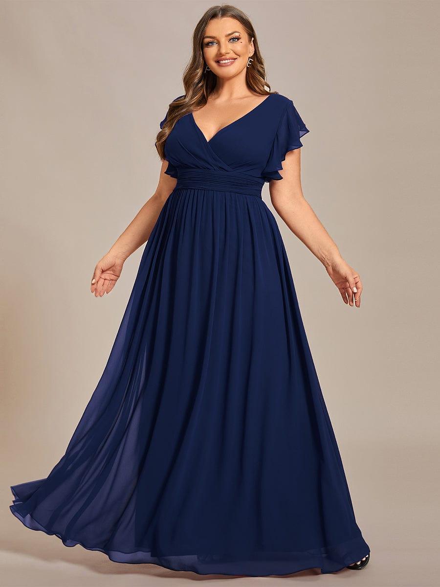 Lilyana — Ruffle-Sleeve Chiffon Bridesmaid Gown with Open Back