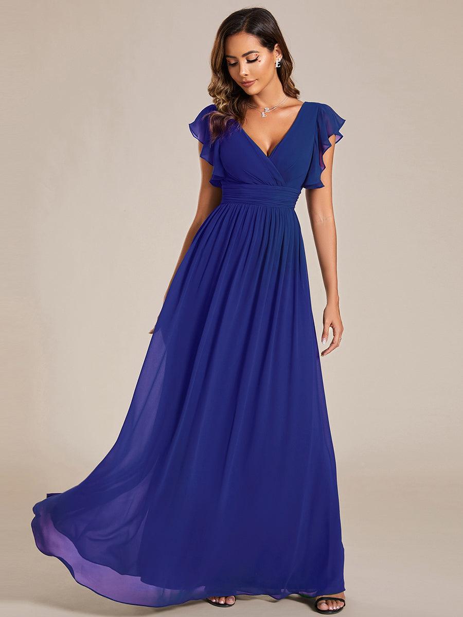 Lilyana — Ruffle-Sleeve Chiffon Bridesmaid Gown with Open Back
