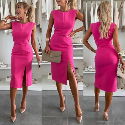 Rochie — Sleeveless Fitted Midi Dress