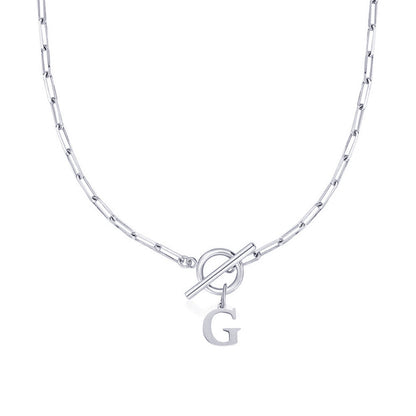Initial Necklace — Paperclip Chain