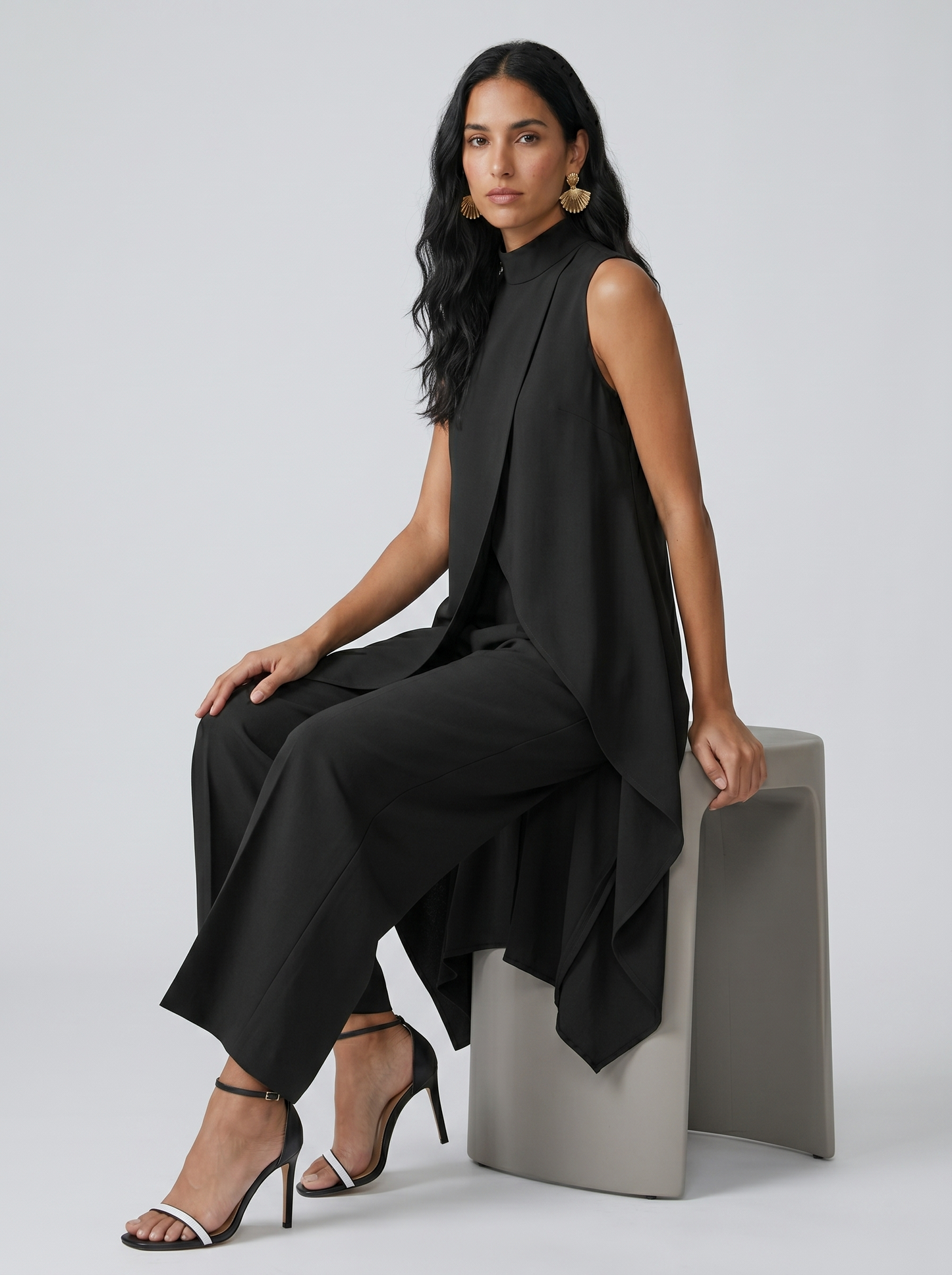Sara — Set of Asymmetric Tunic and Palazzo Trousers