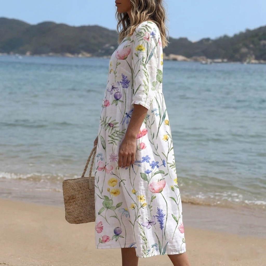 Iselle — Floral Print Midi Dress