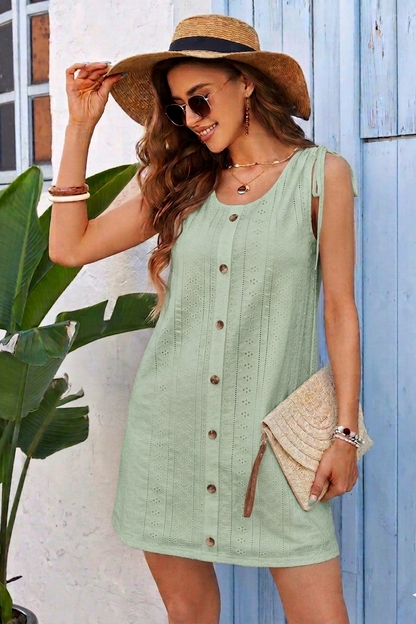 Nuvelle — Knit Sleeveless U-Neck Dress
