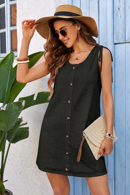 Nuvelle — Knit Sleeveless U-Neck Dress