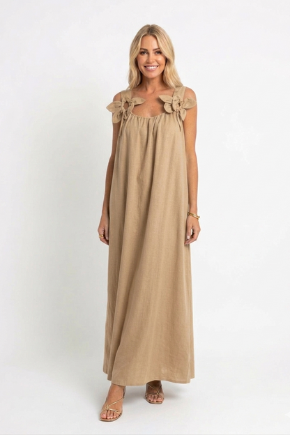 Riri — Women's Floral U-Neck Maxi Dress