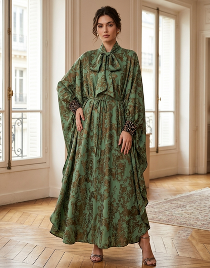 Veldra - Forest Green Floral Maxi Dress