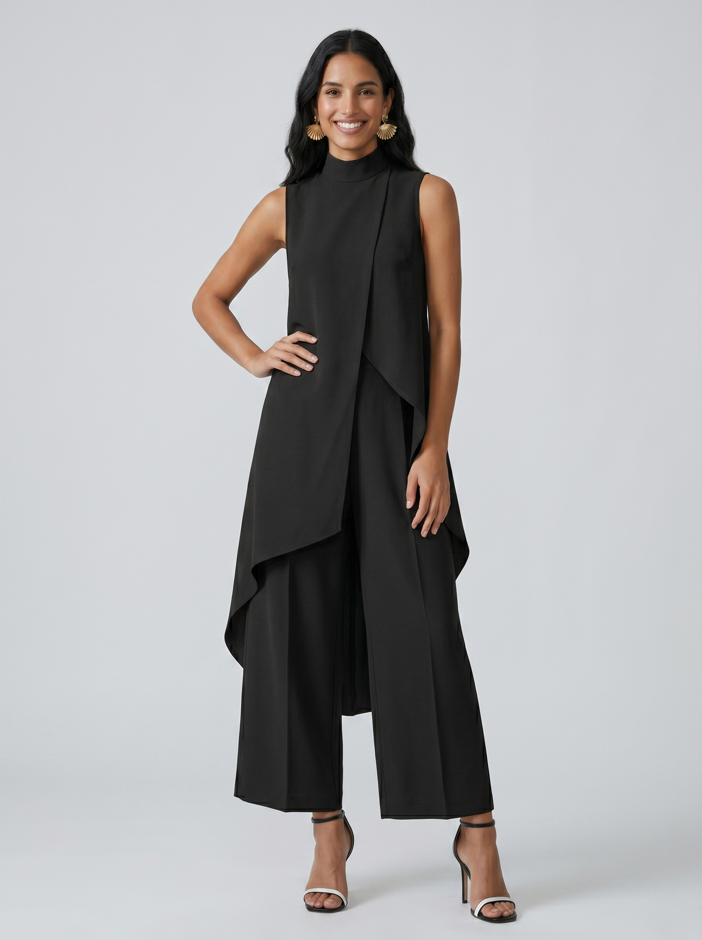 Sara — Set of Asymmetric Tunic and Palazzo Trousers