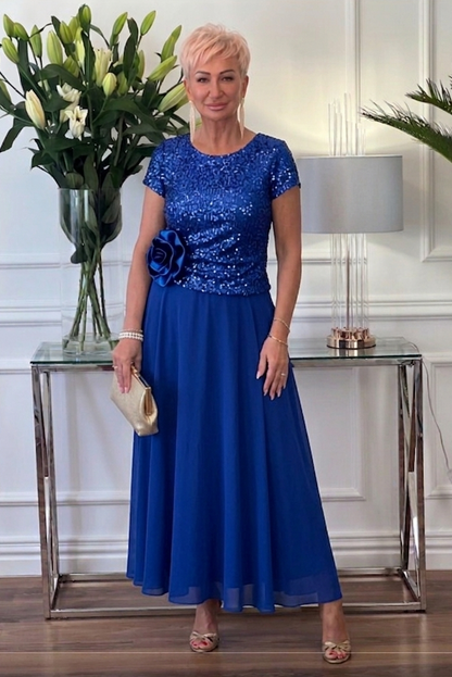 Florène — Sequin Floral Corset Midi Dress