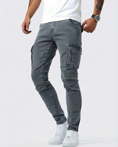 Navy Elastic Cargo Pants