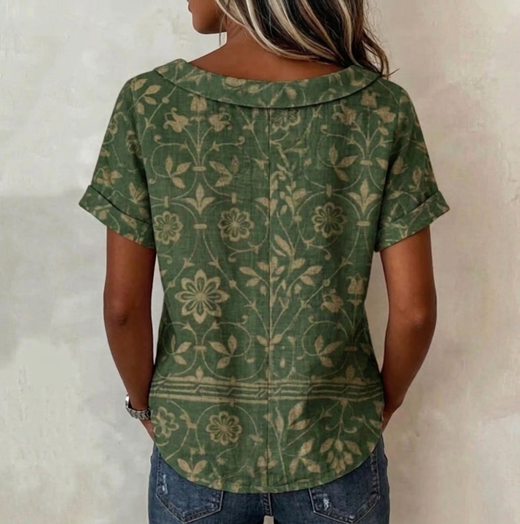Odette — Floral Print Collared Blouse