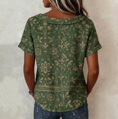 Odette — Floral Print Collared Blouse